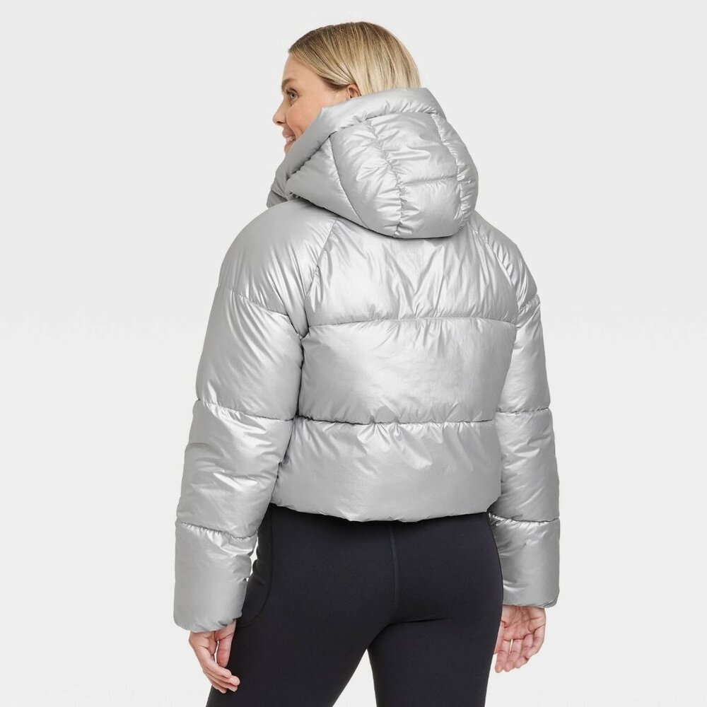 All in Motion Snowsport Metallic Silver Puffer Winter Jacket Coat -- Size XL 16 - Picture 2 of 5